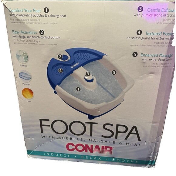 Conair Foot Spa w Bubbles Massage & Heat Indulge Relax Soothe Used w Damaged Box - Picture 5 of 6